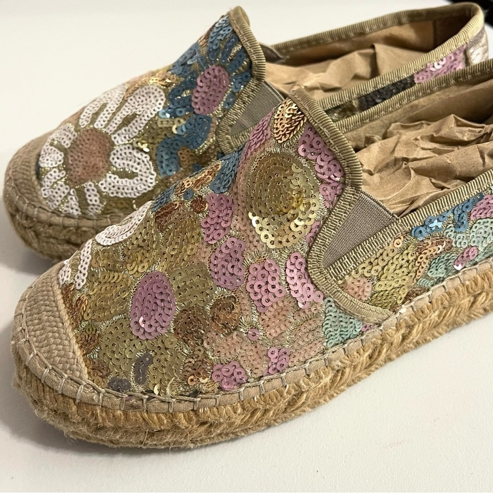 Vidorreta Women’s Sequin Floral Espadrille Slip-Ons Made in Spain